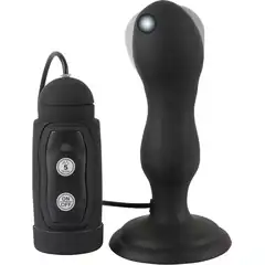  Черная анальная вибропробка с вращением Butt Plug 13,6 см 