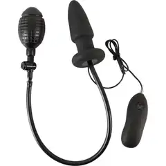  Черная надувная анальная пробка Inflatable Vibrating Butt Plug 12,2 см 