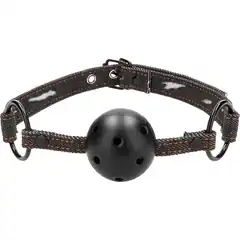  Кляп-шарик With Roughend Denim Straps с черными джинсовыми ремешками 