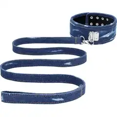  Синий джинсовый ошейник With Leash Roughend Denim Style 