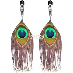  Зажимы на соски с павлиньими перьями Nipple Clamp With Peacock Feather Trim 