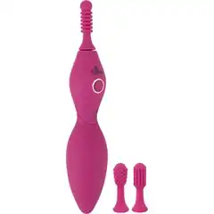  Ярко-розовый клиторальный вибратор с 3 насадками Spot Vibrator with 3 Tips 17,9 см 
