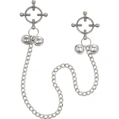  Металлические зажимы для сосков на цепочке Nipple Grips 4-Point Nipple Press with Bells 