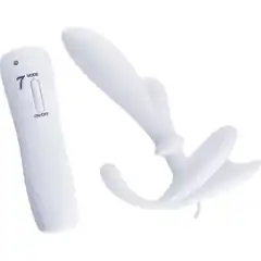  Белый вибромассажёр простаты с выносным пультом Anal Pleasure 2 14 см 