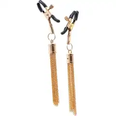  Золотистые зажимы для сосков PREMIUM NIPPLE CLAMPS WITH TASSLE 