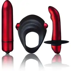  Вибронабор для пар Truly Yours Red Temptations: вибратор, кольцо и анальный вибратор 