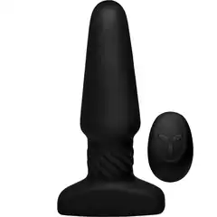  Черная анальная пробка Slim R Smooth Rimming Plug with Remote 14 см 