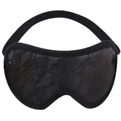  Черная плотная маска на глаза с кружевом Tempt Him Blindfold 