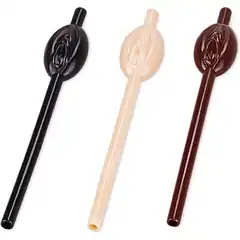  Разноцветные трубочки для напитков в виде вагины Pussy Straws 9 шт 