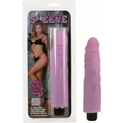  Рельефный вибратор Soft Touch Sleeve со съёмной сиреневой насадкой 20,5 см 
