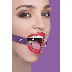  Расширяющий кляп Ring Gag XL с фиолетовыми ремешками 