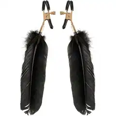  Зажимы на соски с крупными пёрышками GOLD FEATHER NIPPLE CLAMPS 