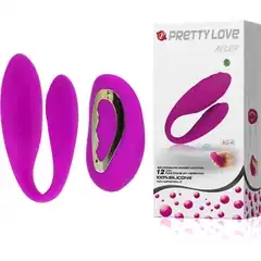  Фиолетовый вибратор для двоих Pretty Love на радиоуправлении 