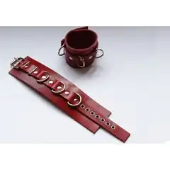  Красные не подшитые кожаные наручники 