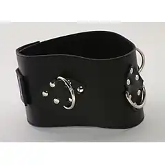  Не подшитый чёрный кожаный ошейник 
