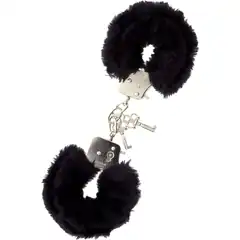  Металлические наручники с чёрной меховой опушкой Metal Handcuffs With Plush 