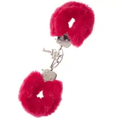  Металлические наручники с красной меховой опушкой Metal Handcuffs With Plush 
