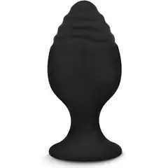 Черная силиконовая рельефная анальная пробка 8,5 см 