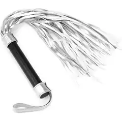  Серебристая плетка Struggle My Flogger с черной ручкой 45 см 