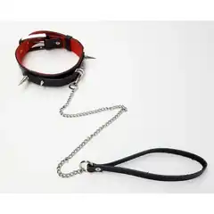  Черно-красный ошейник Pit Bull с поводком 
