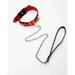  Черно-красный ошейник Pit Bull без шипов с поводком 