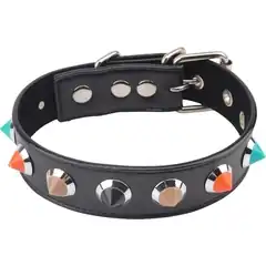  Черный ошейник с цветными шипиками Collar with Thorns 