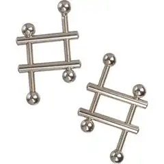  Серебристые металлические зажимы для сосков Crossbar Nipple Vices 