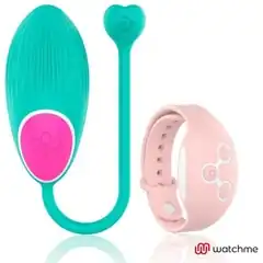  Зеленое виброяйцо с нежно-розовым пультом-часами Wearwatch Egg Wireless Watchme 