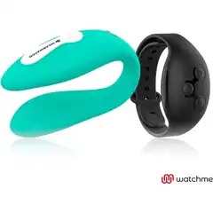  Зеленый вибратор для пар с черным пультом-часами Weatwatch Dual Pleasure Vibe 