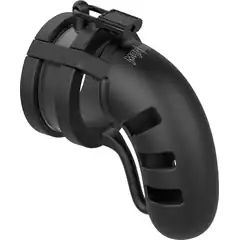  Черный мужской пояс верности Silicone Cage Ballsplitter Model 19 Chastity 4.5 