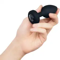  Черная анальная вибровтулка с кристаллом Vibrating Jewel Plug M/L 10,5 см 