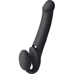  Черный безремневой вибрострапон Vibrating Bendable Strap-On size L 