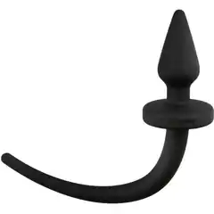  Черная пробка с хвостом собаки Dog Tail Plug S 