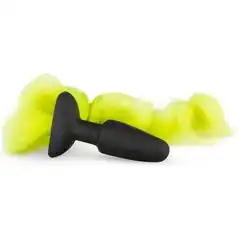  Черная анальная пробка с желтым хвостом Butt Plug With Tail 