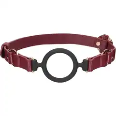  Кляп-кольцо на бордовых ремешках Silicone Ring Gag 