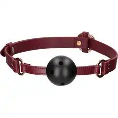  Кляп-шар на бордовых ремешках Breathable Ball Gag 