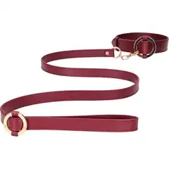  Бордовый ошейник с поводком Collar With Leash 