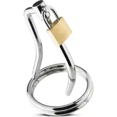  Уретральный стимулятор с замком Sinner Penis Cage With Penis Plug 
