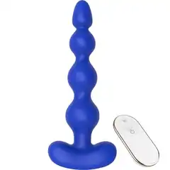  Синяя анальная виброелочка с пультом ДУ Remote Anal Bead 18 см 