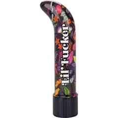  Черный мини-вибратор с цветочным принтом Lil Fucker Mini G-Spot Vibrator 12,75 см 