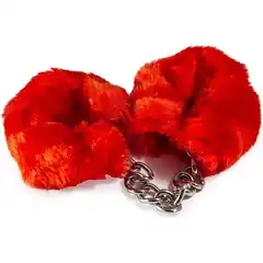  Наручники с красным искусственным мехом 