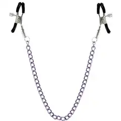  Зажимы для сосков с фиолетовой цепочкой Sweet Caress Nipple Chain 