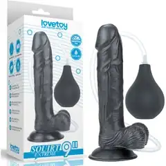  Черный фаллоимитатор Squirt Extreme 9 с имитацией эякуляции 23 см 