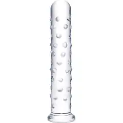  Прозрачный стеклянный фаллос с массажным рельефом 10 Extra Large Glass Dildo 25,5 см 