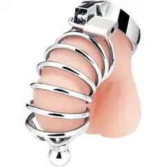  Серебристая клетка для члена Urethral Play Cage 
