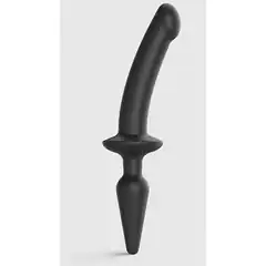  Черный двусторонний фаллоимитатор Strap-On-Me Dildo Plug-In Switch size S 