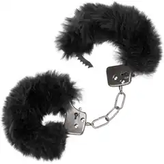  Металлические наручники с черным мехом Ultra Fluffy Furry Cuffs 