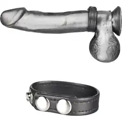  Кольцо на пенис из искусственной кожи на клепках SNAP COCK RING 