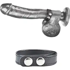  Кольцо на пенис SNAP COCK RING из искусственной кожи на клепках 