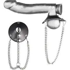  Утяжка для мошонки из искусственной кожи с цепочками PARACHUTE BALL STRETCHER 